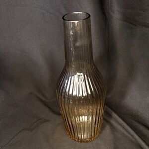 Smoked Ribbed Glass Vase 10.5” Tall Modern Decor